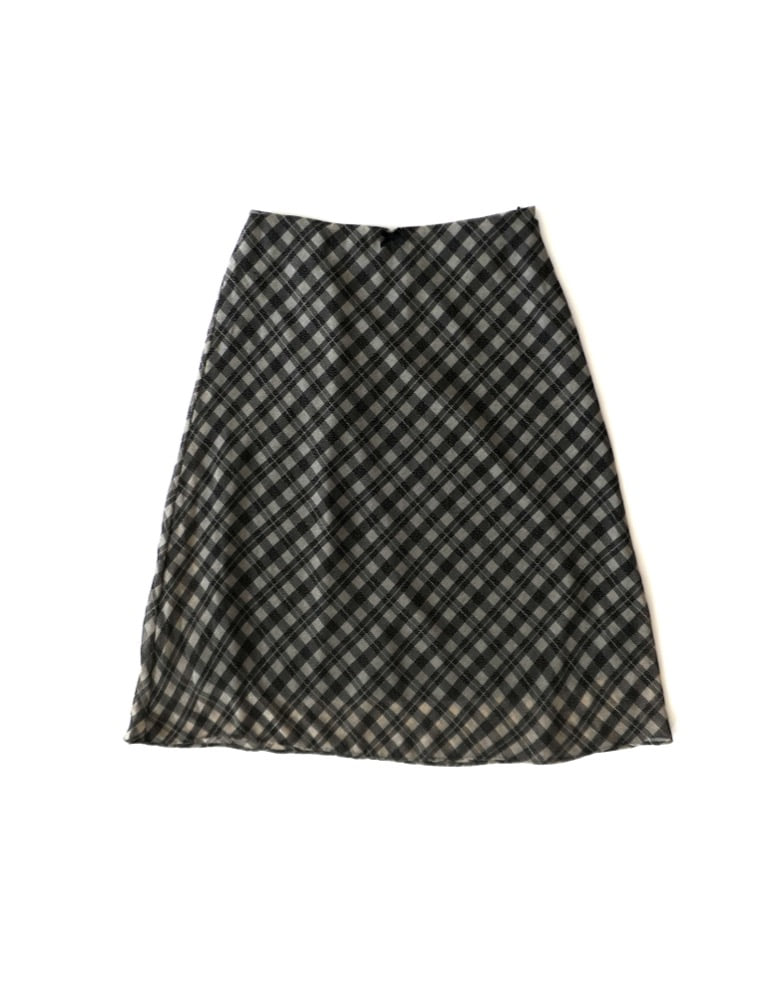 check chiffon skirt (charcoal)